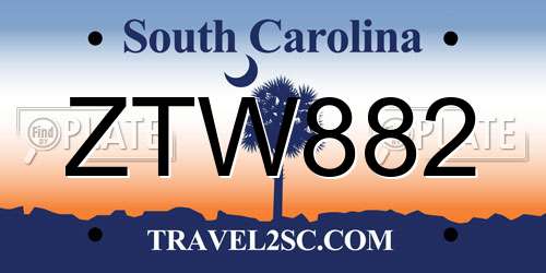 ZTW882 South Carolina License Plate