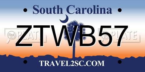 ZTWB57 South Carolina License Plate