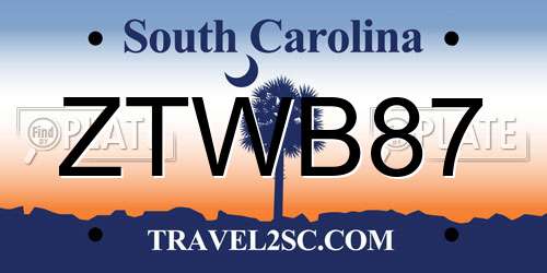 ZTWB87 South Carolina License Plate