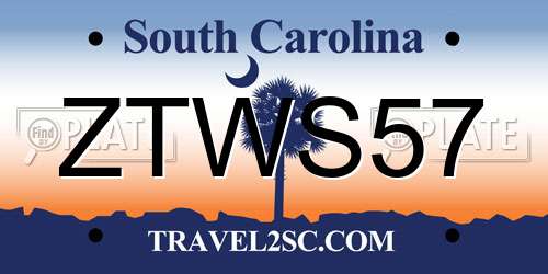 ZTWS57 South Carolina License Plate