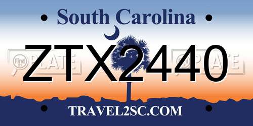 ZTX2440 South Carolina License Plate