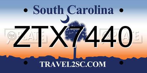 ZTX7440 South Carolina License Plate
