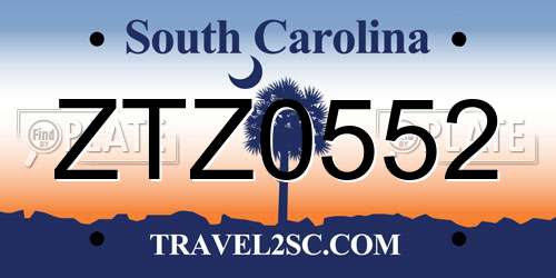 ZTZ0552 South Carolina License Plate