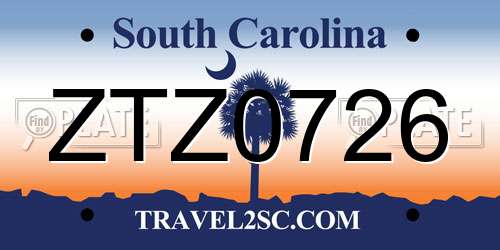 ZTZ0726 South Carolina License Plate