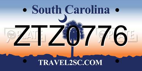 ZTZ0776 South Carolina License Plate