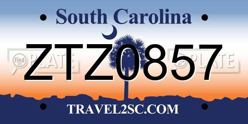 ZTZ0857 South Carolina License Plate