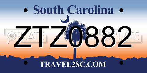 ZTZ0882 South Carolina License Plate