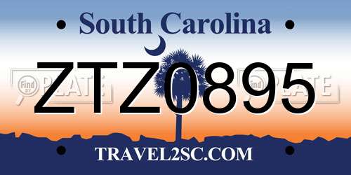 ZTZ0895 South Carolina License Plate