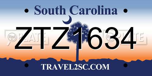ZTZ1634 South Carolina License Plate