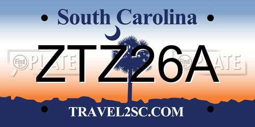 ZTZ26A South Carolina License Plate