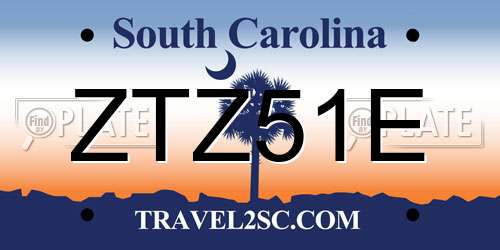 ZTZ51E South Carolina License Plate