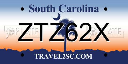 ZTZ62X South Carolina License Plate
