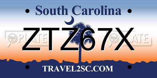 ZTZ67X South Carolina License Plate
