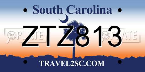ZTZ813 South Carolina License Plate