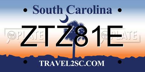 ZTZ81E South Carolina License Plate