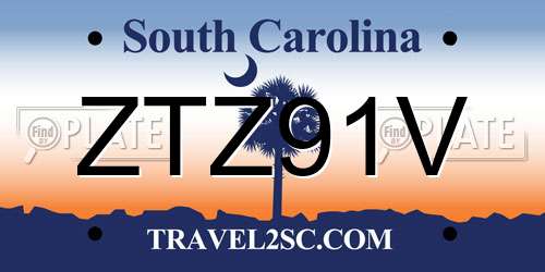 ZTZ91V South Carolina License Plate