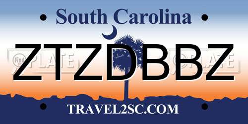 ZTZDBBZ South Carolina License Plate