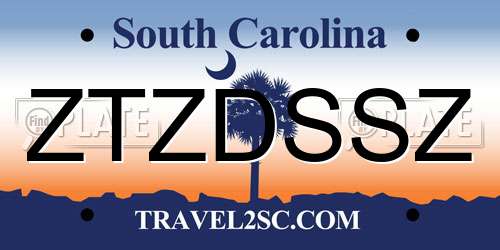 ZTZDSSZ South Carolina License Plate