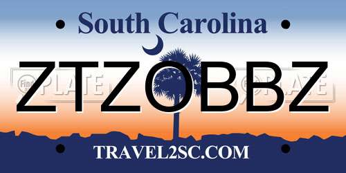 ZTZOBBZ South Carolina License Plate