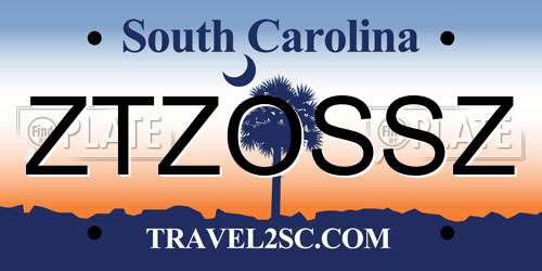 ZTZOSSZ South Carolina License Plate