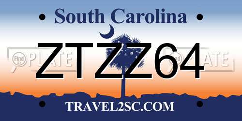 ZTZZ64 South Carolina License Plate