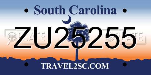 ZU25255 South Carolina License Plate