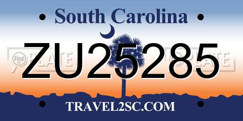 ZU25285 South Carolina License Plate