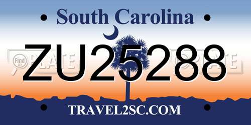 ZU25288 South Carolina License Plate