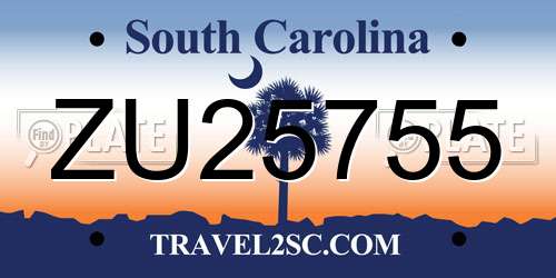 ZU25755 South Carolina License Plate
