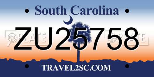 ZU25758 South Carolina License Plate