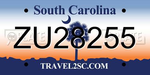 ZU28255 South Carolina License Plate