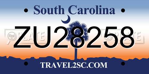 ZU28258 South Carolina License Plate