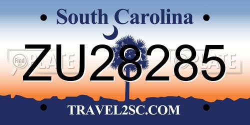 ZU28285 South Carolina License Plate