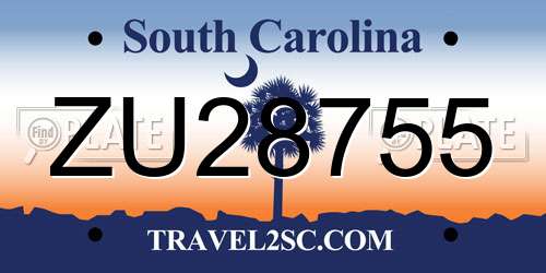 ZU28755 South Carolina License Plate
