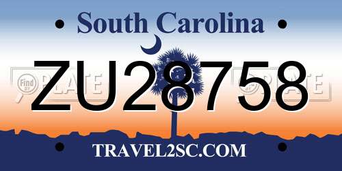 ZU28758 South Carolina License Plate