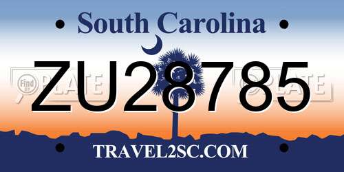 ZU28785 South Carolina License Plate