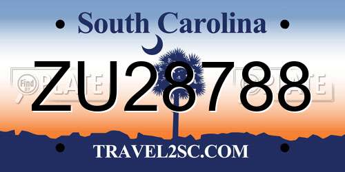 ZU28788 South Carolina License Plate
