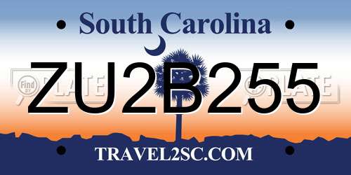 ZU2B255 South Carolina License Plate
