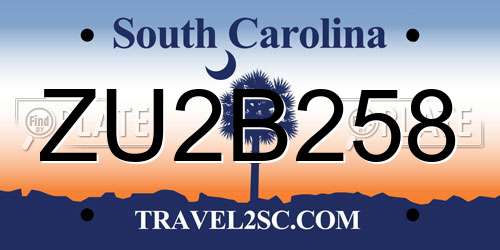 ZU2B258 South Carolina License Plate