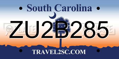 ZU2B285 South Carolina License Plate