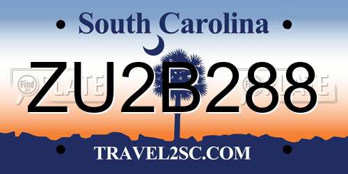 ZU2B288 South Carolina License Plate