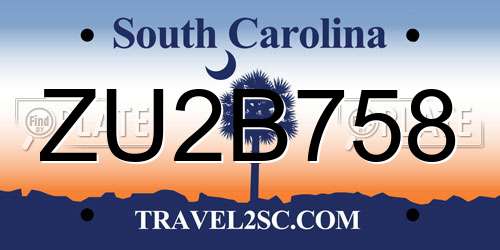 ZU2B758 South Carolina License Plate