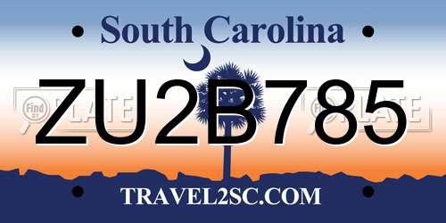 ZU2B785 South Carolina License Plate