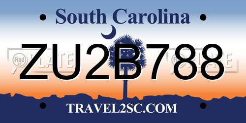 ZU2B788 South Carolina License Plate