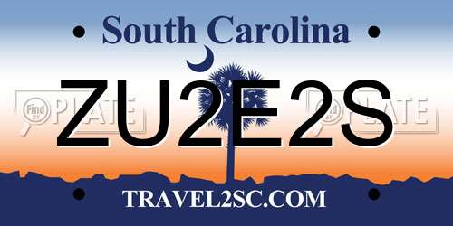 ZU2E2S South Carolina License Plate