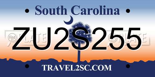 ZU2S255 South Carolina License Plate
