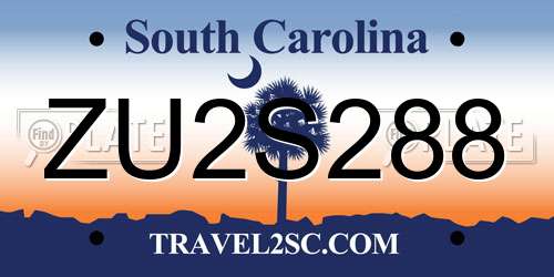 ZU2S288 South Carolina License Plate