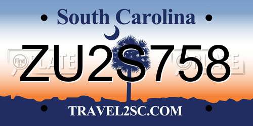 ZU2S758 South Carolina License Plate