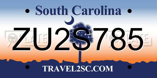 ZU2S785 South Carolina License Plate