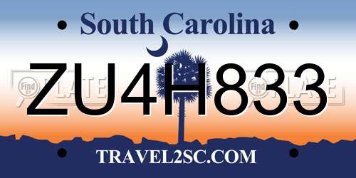 ZU4H833 South Carolina License Plate